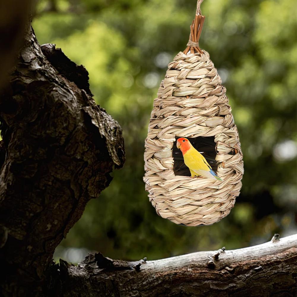 Гнездо для птиц Клетка для птиц Натуральная трава Яйцо Клетка для птиц Дом для птиц Подвесные домики для спальни Уличный питомец Попугай L7N8