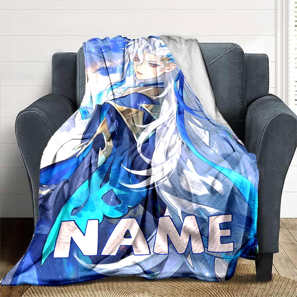 Customiz Name Personality Genshin Impact characters Blanket Soft &Warm Sofa Office Bed Travel Lunch Break Blanket, Gift Suitable All Seasons