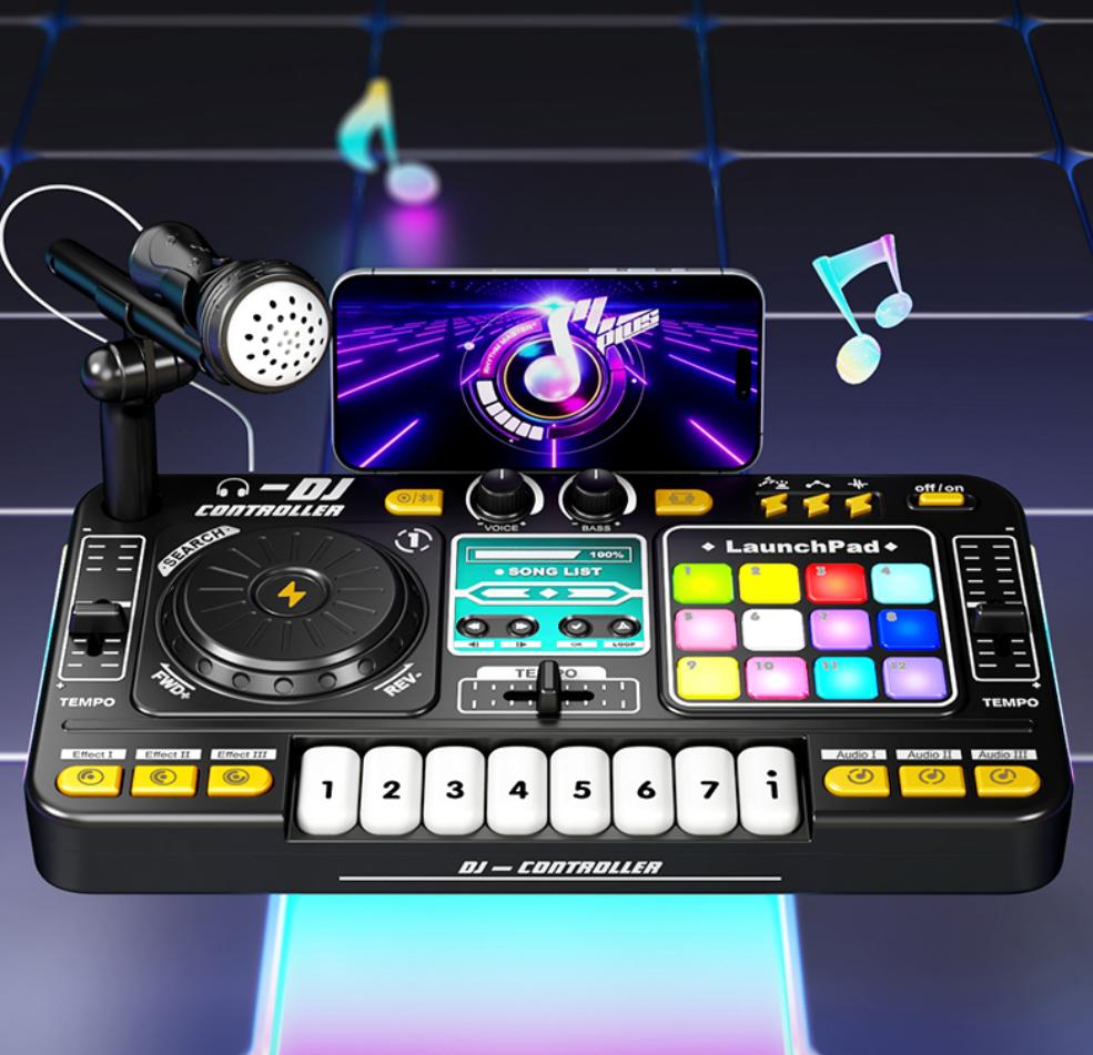 Детский Электрический DJ-микшер с микрофоном, электронное пианино, клавиатура, DJ-контроллер вертушки, вертушка, инструмент, подарок на день рождения ребенка