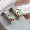 Kinel Cute Round Rose Gold Color Zircon Green Earrings