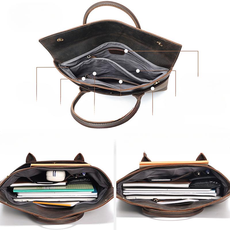 Дорожная легкая сумка из натуральной кожи, ретро-деловая сумка для компьютера, мужская сумка, портфель премиум-класса Crazy Horse Leather Sense для мужчин