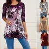 Women's Long Sleeved Casual T-shirt with Fashionable Printed Round Neck T-shirt