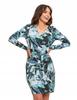 Women's Patterned Dress with Belt Long Sleeves Fashionable Everyday MORAJ L patt2