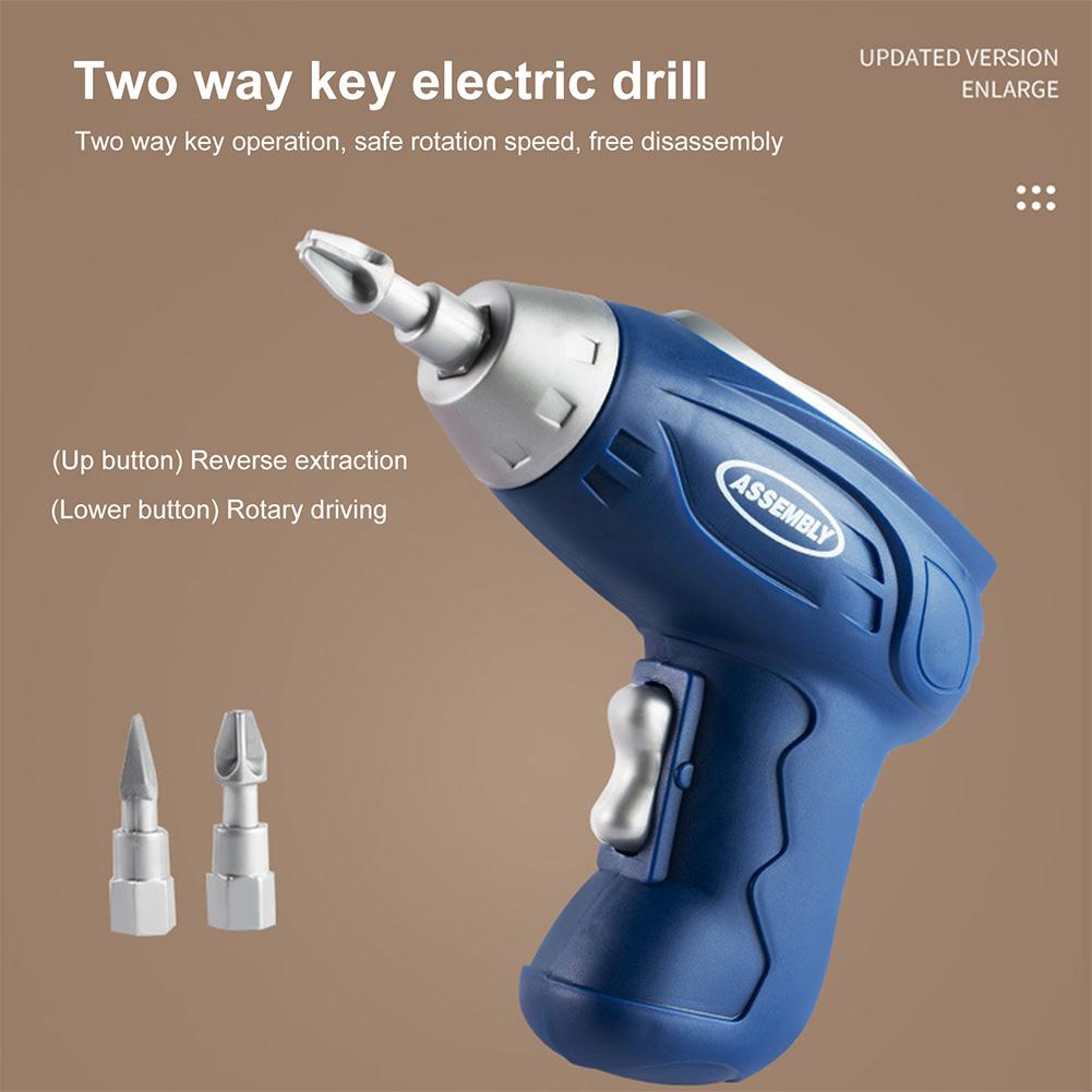 203 шт., креативная мозаика-головоломка, игрушка Монтессори, игровой ящик для инструментов с электрической дрелью, винт, модные биты, винтовая игрушка для детей