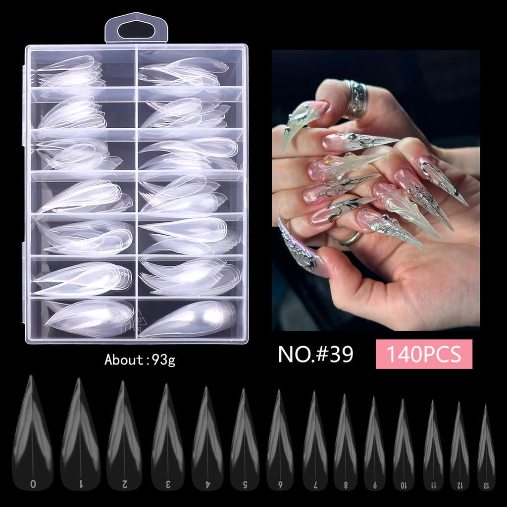 Eagle'S Talon 120/140 Pcs Short Curved Stiletto False Nail Tips Clear Soft Fake Nails Extensions For Diy Nail Salon Manicure