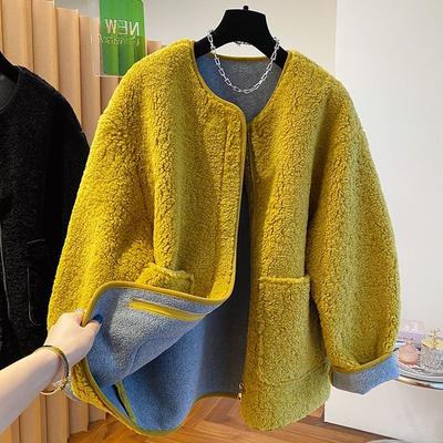 Женский кардиган-жакет с длинными рукавами, с высококачественным ощущением и свободный топ из овечьей шерсти