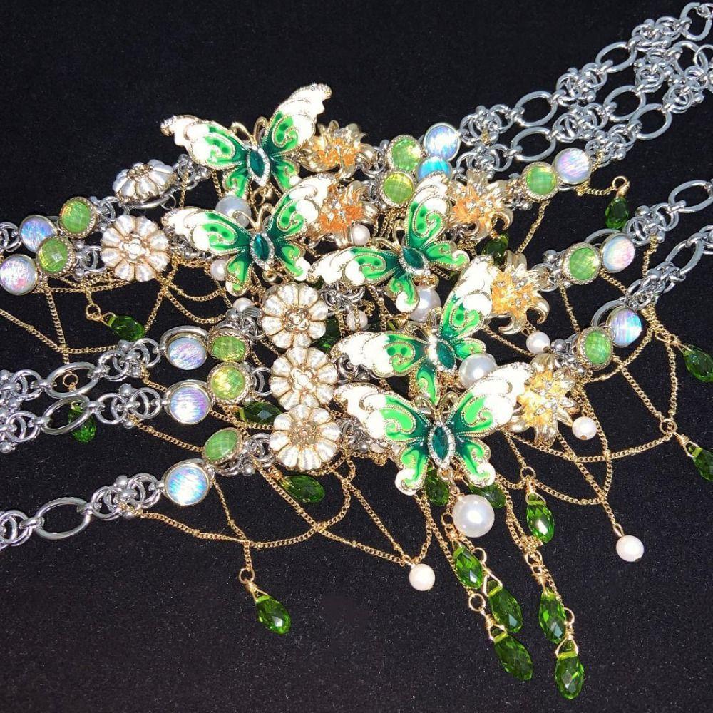 Multi-layer Rhinestone Butterfly Necklace Sweet Women's Choker Chic Tassel Crystal Necklace Gifts