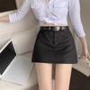 2023 Autumn High-Waisted Gray A-Line College-Style Skirt for Women