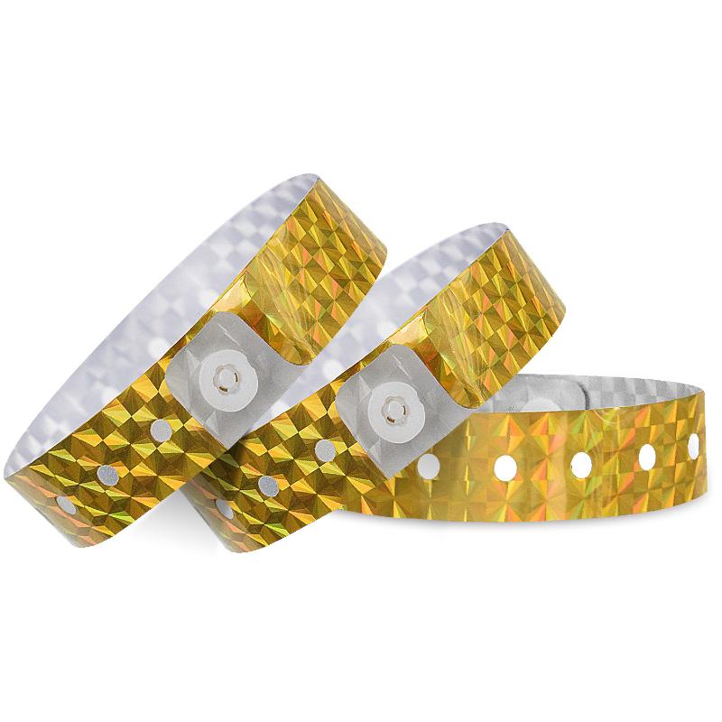 Holographic Event Wristbands 50/100Pcs Waterproof Adjustable Snap Shiny for Birthday Party Club Entry Check Event Use