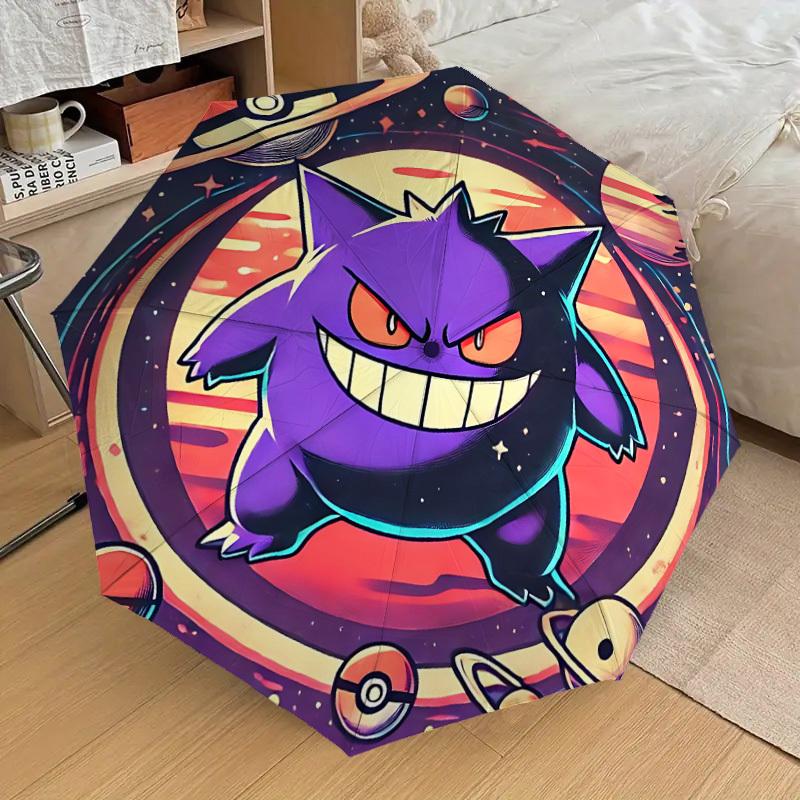 1 шт. Автоматический складной зонт Gengar Galaxy - Компактная конструкция с 8 спицами, Прочный пластик и железо, Легкий для ежедневного использования на улице, a0929192