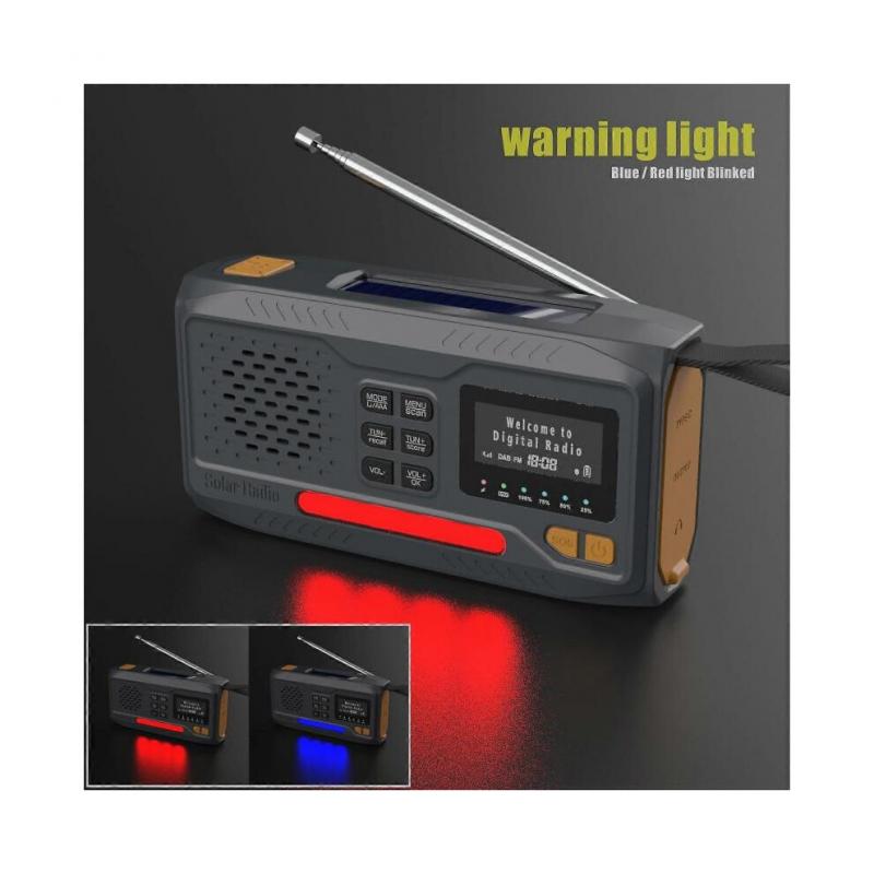 WR-6B Outdoor DAB Radio Speaker Power Bank Solar Powered Hand Crank Emergency Radio less