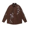 American Vintage Floral Embroidery Long Sleeve Shirt Loose Fit Casual Top Men