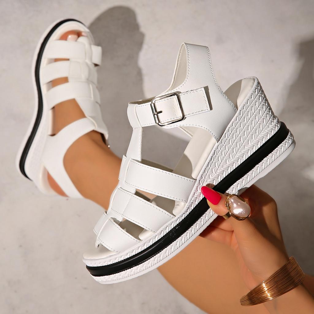 Модные женские замшевые босоножки на танкетке, обувь из овчины, толстая платформа, закрытая пятка, летние плетеные эспадрильи, сандалии с Т-образным ремешком и вырезами