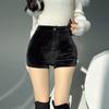 Black Shorts Women Autumn Winter High Waist Fashion Tight Sexy Stretch Y2k Corduroy Female Casual Pants