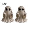 Quirky Ghost Figurine Halloween Figurine, Funny Spooky Middle Finger Statue, Table Decorations, Cartoon Cute Resin Holiday Desktop Ornament Decor for