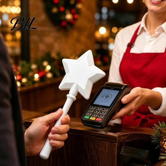 Adjustable Payment Clip for Counter Christmas Tree Wand, Novelty Tap Pay Telescopic Star Decor Holder Wand Card Holder, Fun Accessory Receipts