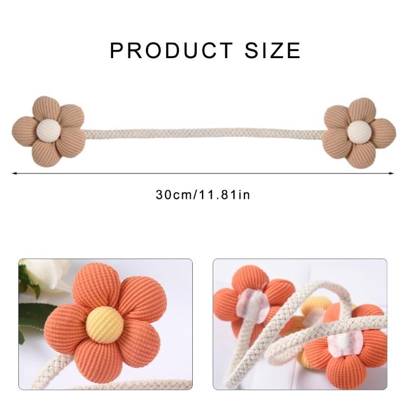 Colorful Flower Curtain Ties Clips Set of 4 Decorative Drapery Holders Holdbacks Metal Rope Tiebacks for Window Decors