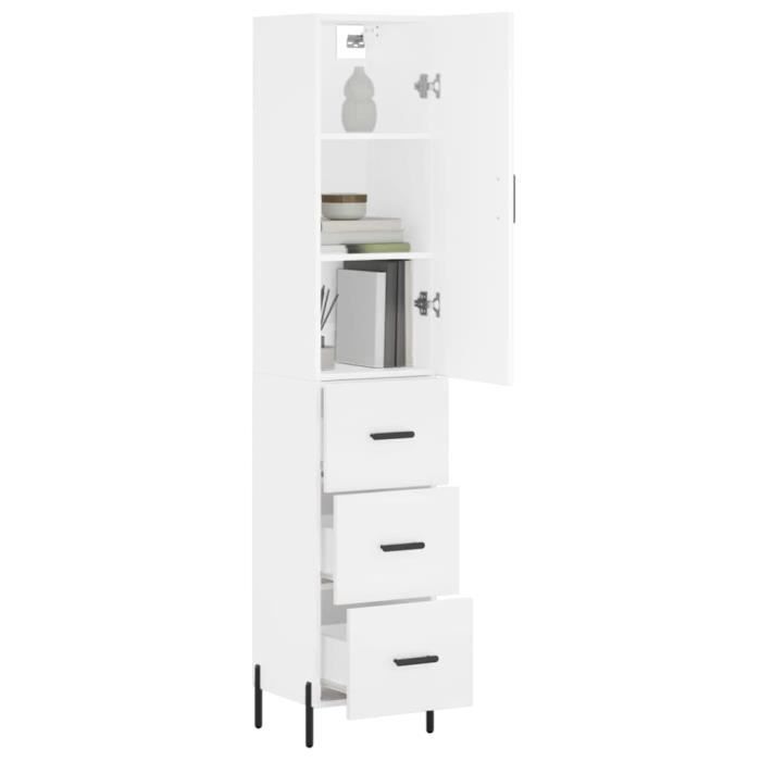 VidaXL Buffet haut Blanc 34,5x34x180 cm Bois d'ingénierie 3198857