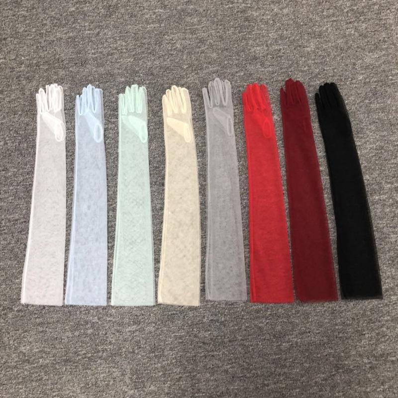 Женские прозрачные кружевные ультратонкие локтевые длинные платья с длинными пальцами, прозрачные перчатки для фотографий