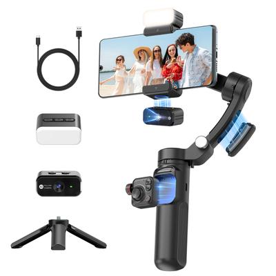 Смартфонный стабилизатор (Gimbal) с функцией AI-отслеживания, со встроенным микрофоном и съемным японским приложением, распознаванием лиц по жестам и изображению лица, 6 часов работы для Android и