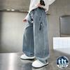 Boys' straight leg jeans 2026 spring new item, children's medium and large children's loose pants, boys' handsome spring and autumn pants