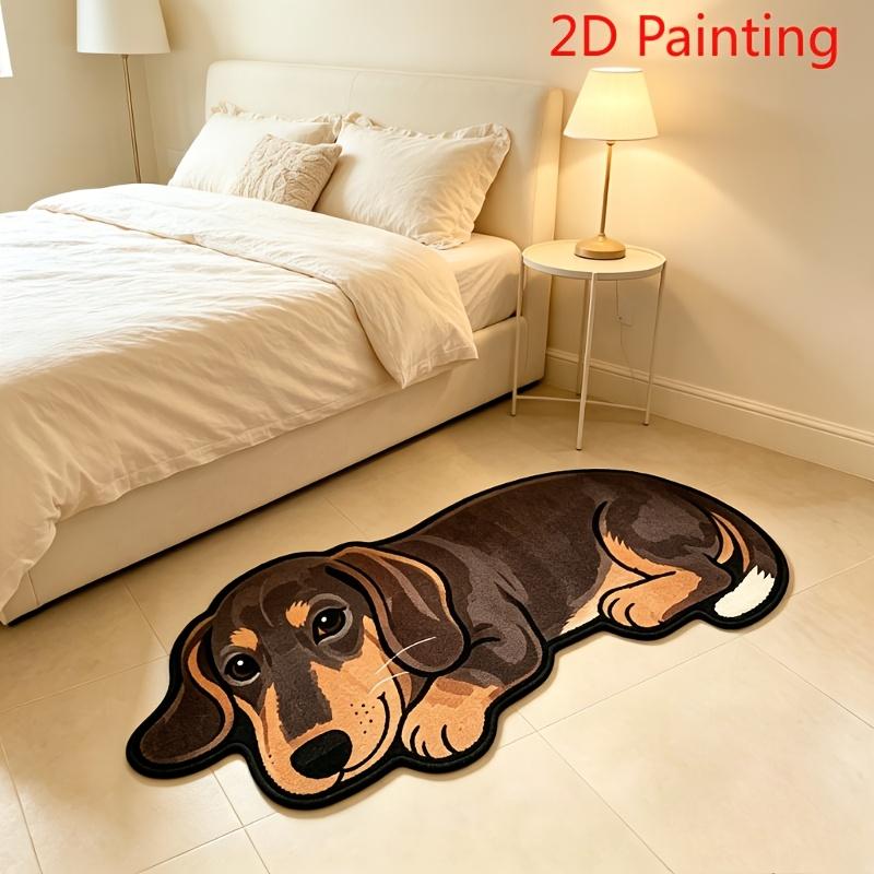 Cute Lying Pug Dog Shaped Irregular Doormat 2D Cartoon Pet Print Non Slip Absorbent Bathroom Entryway Floor Rug Home