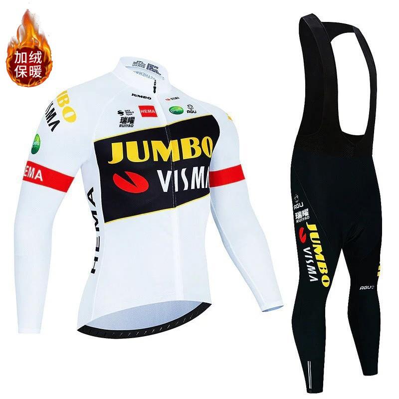 Warm Fleece-Lined Windproof Waterproof Cycling Jersey Set Mountain Bike Road Riders Winter