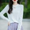 Осень и зима Новый китайский Женский трикотажный топ с пуговицей на пластине Мягкая рубашка в стиле ретро
