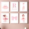 Розовые балетки с бантом для девочек, имя на заказ, настенная живопись на холсте для детской комнаты, постеры и принты, фотографии для декора детской комнаты