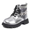 Winter Girls Sequins Boots Luxury Versatile Children Fashion Boots Black Silver Non-slip Kids Causal Ankle Cotton Boot Trend New