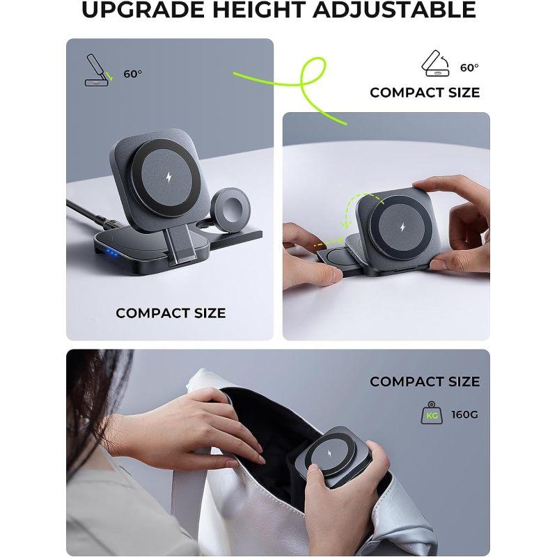 Складная магнитная беспроводная зарядка 3 в 1 для Apple, подставка для зарядного устройства Magsafe для iPhone 15 Pro 14 13 12 iWatch Airpods 2 3, зарядное устройство