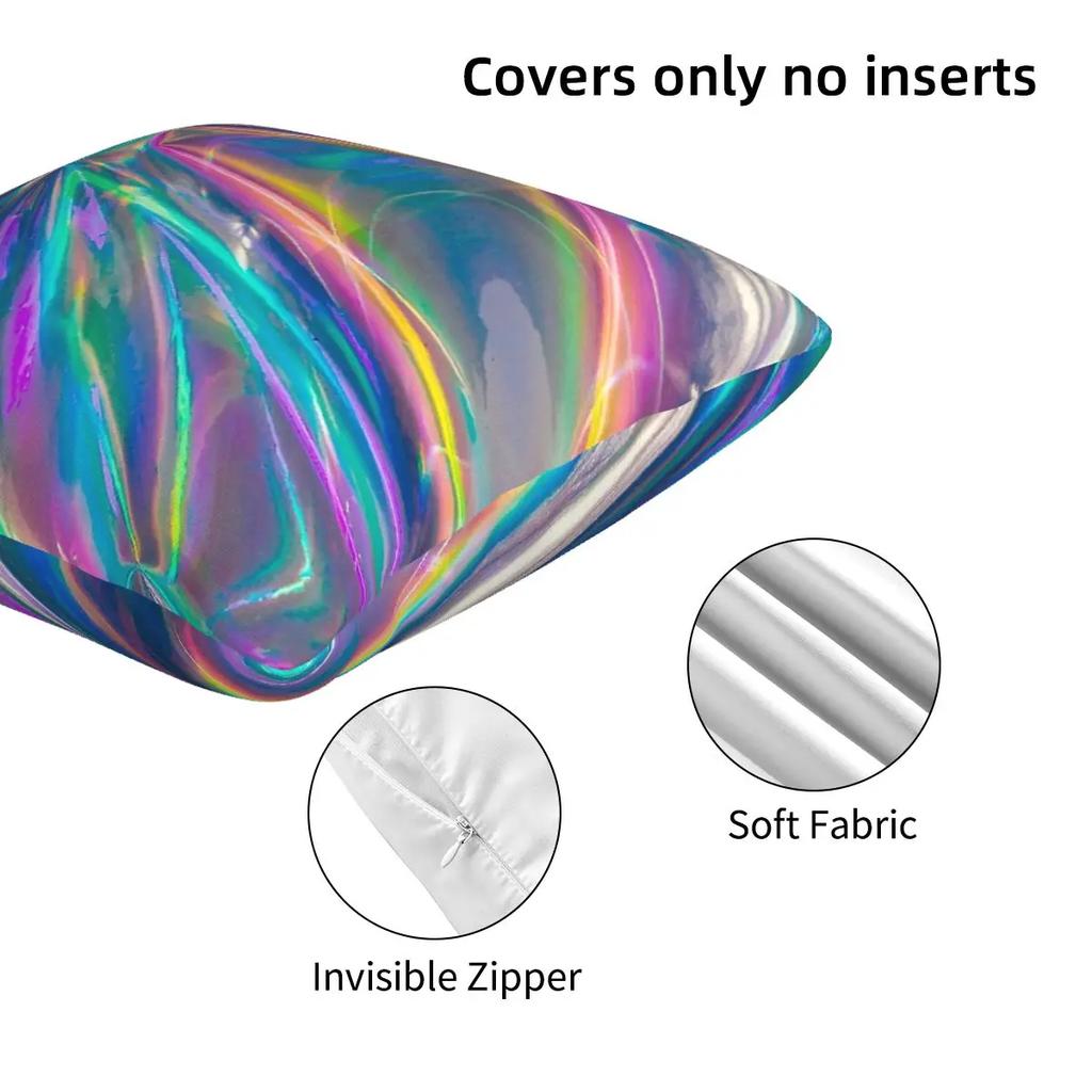 Holographic 2 Pcs Square Pillowcase Pillow Cover Cushion Zip Decorative Comfort Throw Pillow For Home Sofa
