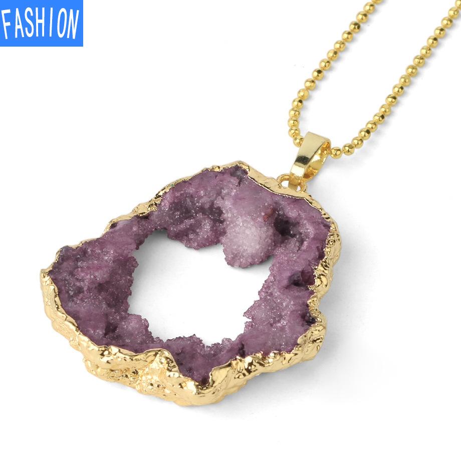 Ожерелье из натурального камня с хрусталем и бутоном, женское ажурное индивидуальное ожерелье с кристаллами и геометрическим кулоном