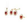 Zircon Non-Fading Jewelry Necklace Earrings Ring Red Jewelry Set Three-piece Set