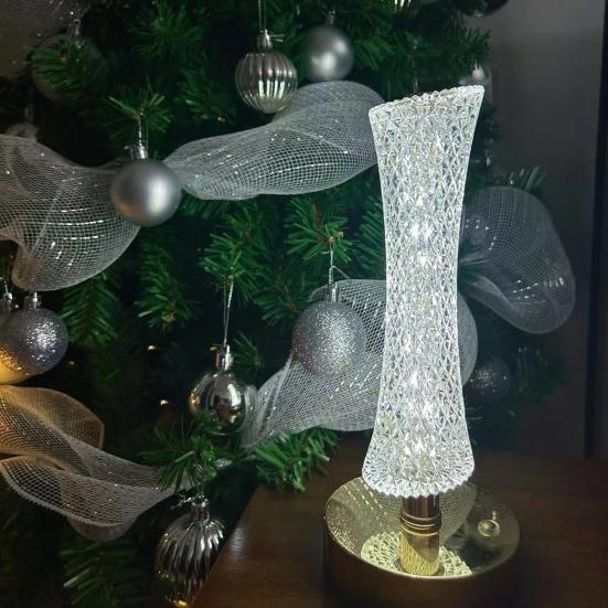 Беспроводная лампа из искусственного кристалла, 3 цветовых режима, регулируемая яркость, светодиодный светильник на батарейках с сенсорным управлением