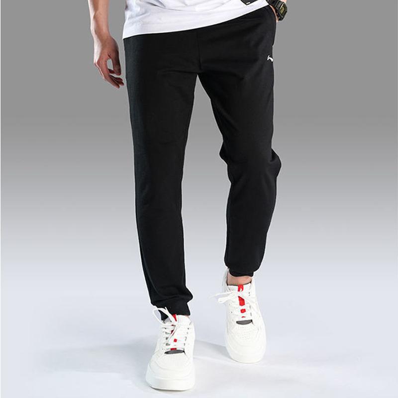 Li Ning Plain Casual Knitted Breathable Sports Брюки мужские низ черный AKLS449-1