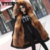 Womens Winter Parkas Mid-length Removeable Raccoon Fur Liner Thickened Imitation Fur Coat Women Fur Hooded Jacket Plus Size