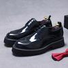 Italian Patent Leather Mens Dress Shoes Luxury Brand Handmade Fashion Platform Elegant Genuine Leather Wedding Oxfords Shoes Man