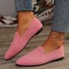 Fashion Plus Size 36-43 Shoes for Women Pointed Toe Flat Solid Color Knitted Slip On Casual Breathable Shoes Loafers Zapatos De Mujer