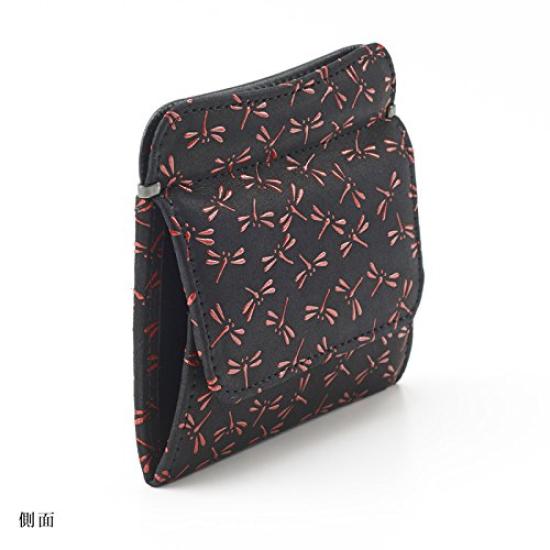 Inden Yushichi Uehara Кошелек из натуральной кожи с картами и монетами с четырьмя сторонами, номер модели на черном фоне x красный лист конопли, подлинный, сделано в Японии