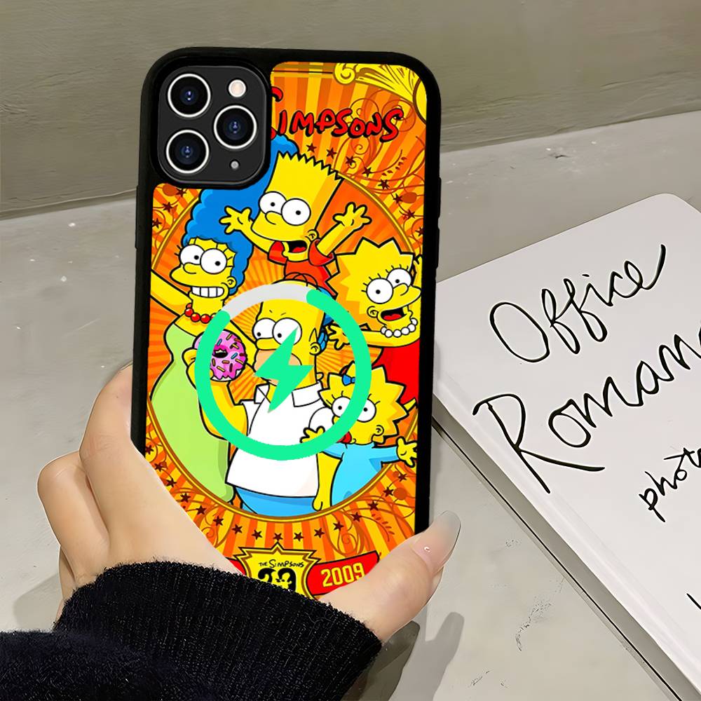Смешной мультяшный чехол для телефона S-Simpsons Для IPhone 17 Air 16 15 14 13 12 11 Pro Max Plus Для Magsafe Беспроводная зарядка Чехол