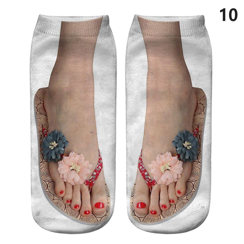 Симпатичные 3D носки со следами, женские кавайные хлопковые носки до щиколотки для девочек