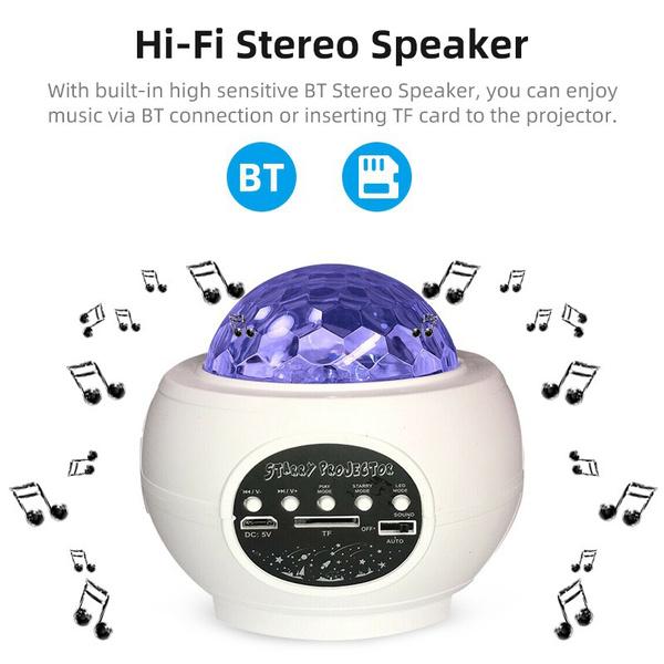 Звездный проектор Bluetooth, ночник, голосовое и дистанционное управление, 32 режима освещения, встроенный музыкальный плеер, звездная галактика, океанская волна, проекционная лампа, декор