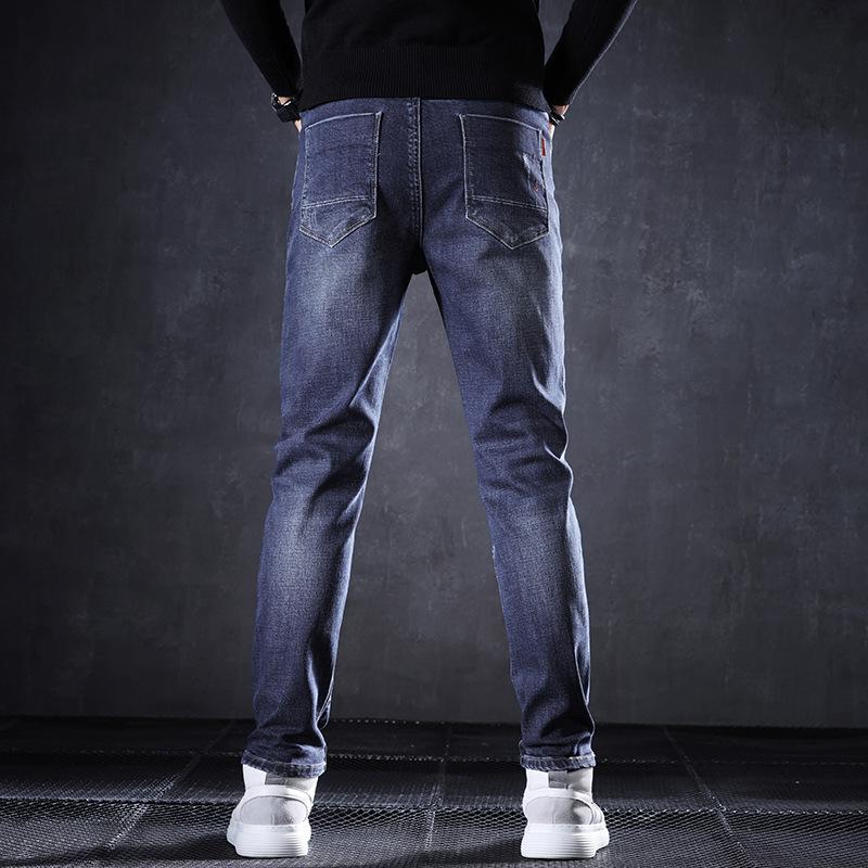 Осенне-зимние джинсы мужские прямые свободные зимние мягкие и утолщенные новые тонкие повседневные длинные брюки