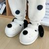Милые хлопковые тапочки женские сезонная сумка каблук флис утолщенные мультяшные щенок плюшевые теплые мужские хлопковые туфли мужские