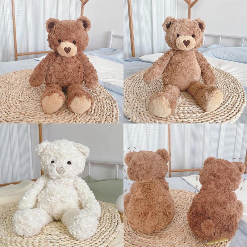 Очаровательная плюшевая игрушка-мишка в форме сердца для успокаивающего комфорта, 16,5 дюймов в высоту, с длинным пушистым коричневым мехом