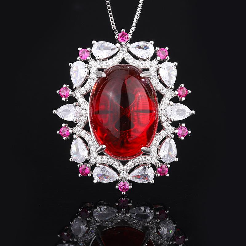 Имитация натурального ожерелья Параиба с подвеской контрастного цвета с бриллиантовым рубином, ожерелье, винтажный комплект ювелирных изделий
