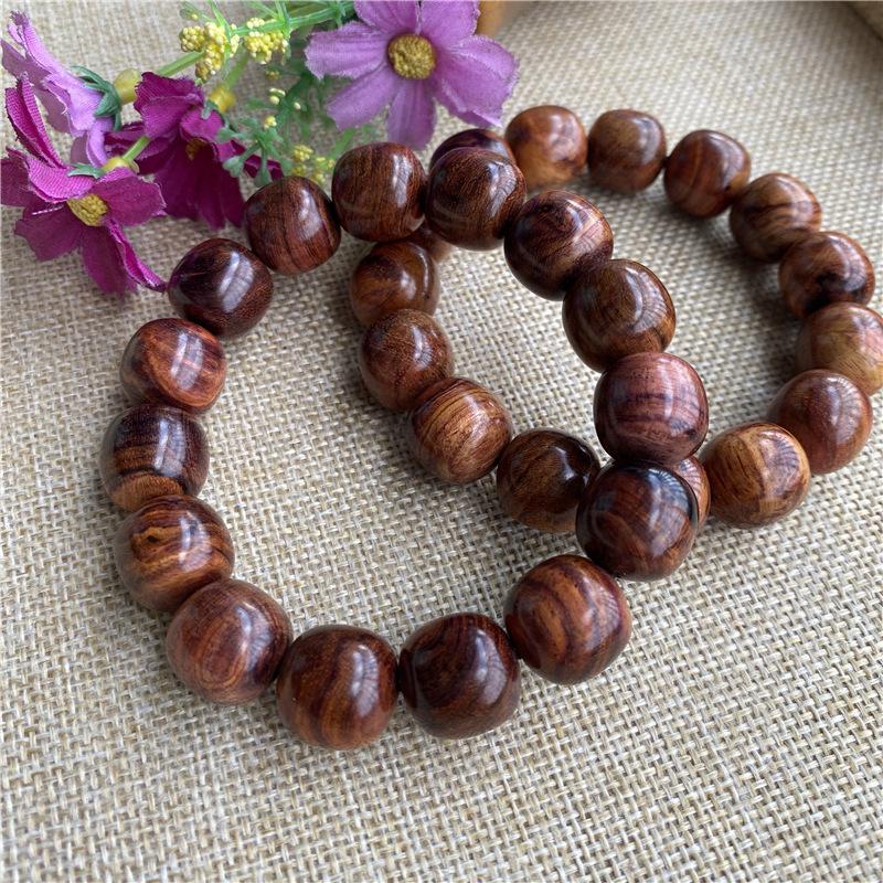 Hainan Flower Pear Buddha Bead Old Type Bracelet for Men and Women of The Same High-quality 15mm Wooden Bracelet