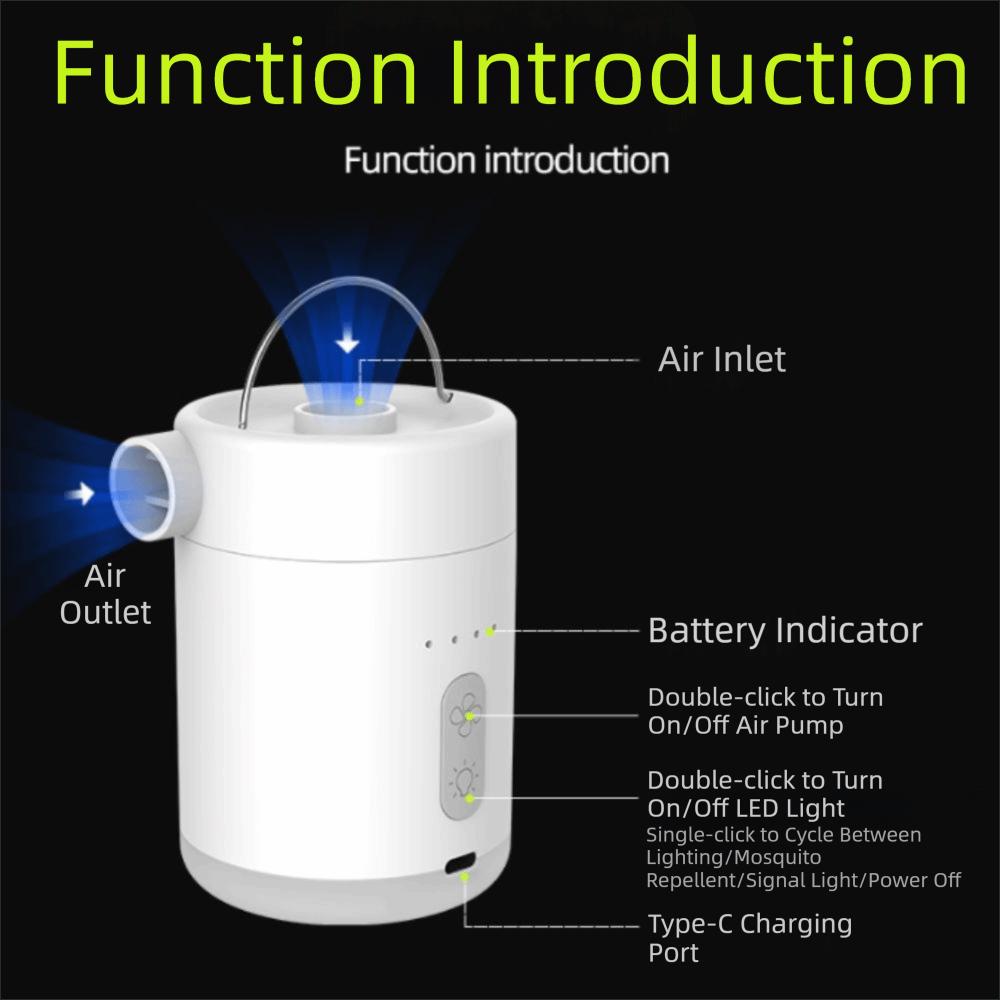 High Power Electric Air Pump Compact Design USB Rechargeable Pump Mini Wireless Pump Outdoor Use