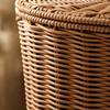 Цилиндрическая пластиковая корзина для хранения с плетёной крышкой, многоцелевая, для гардеробной